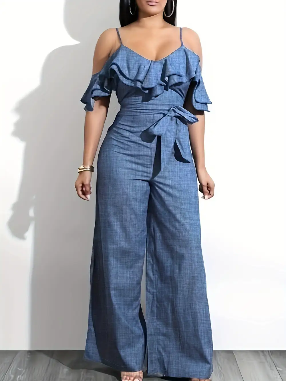 Ruffle Jumpsuit: Spring/Summer Style (Cold Shoulder, Wide Leg)