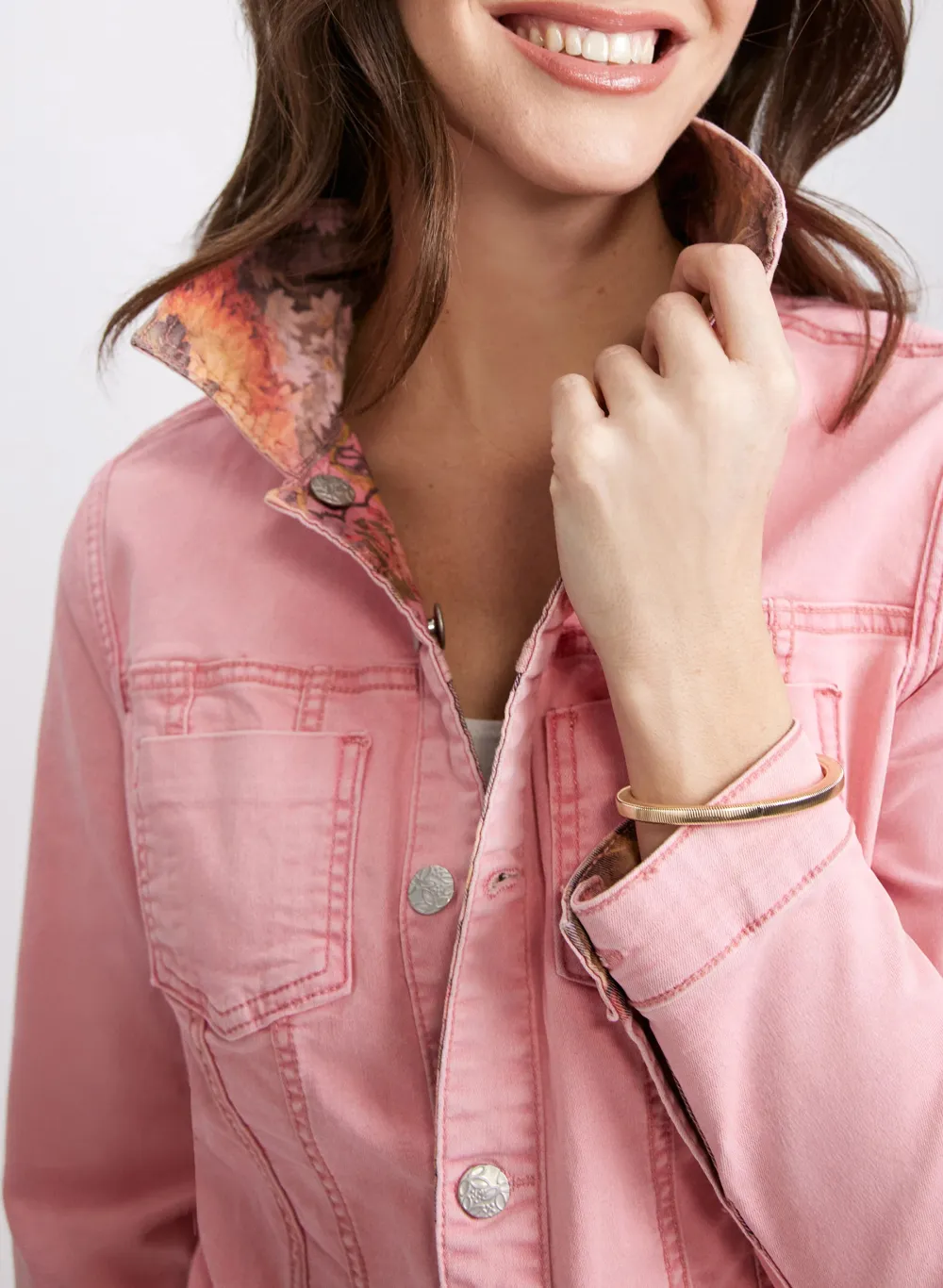 Sweet Floral Print Denim Jacket