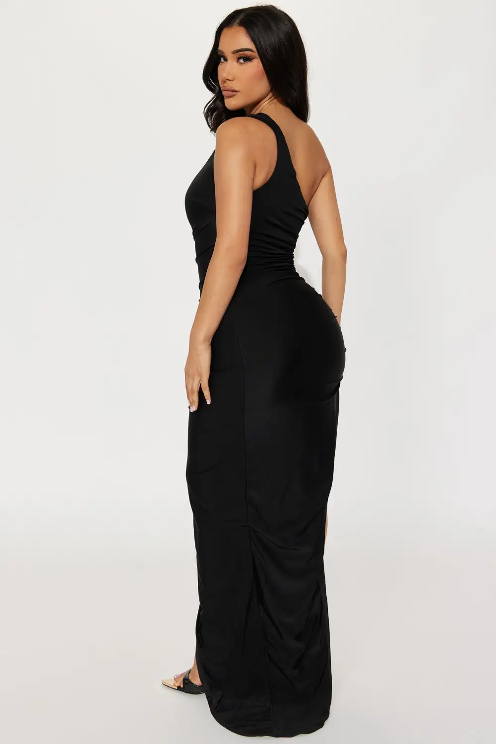 Angelina Lace Up Maxi Dress - Black
