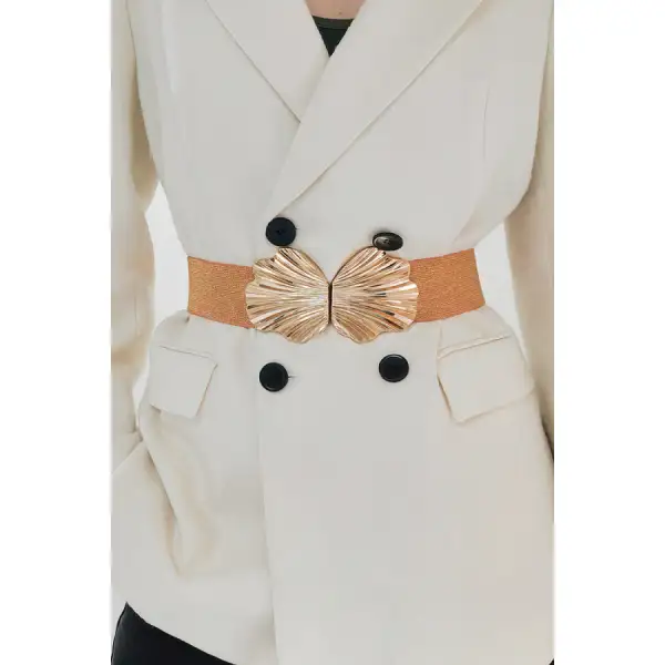 Everyday Zinc Alloy Buckle Elastic Belt