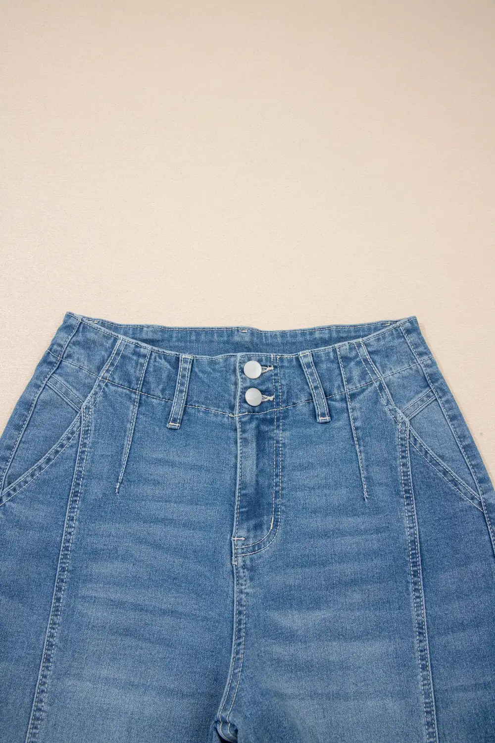Medium Wash Cuffed Barrel Jeans