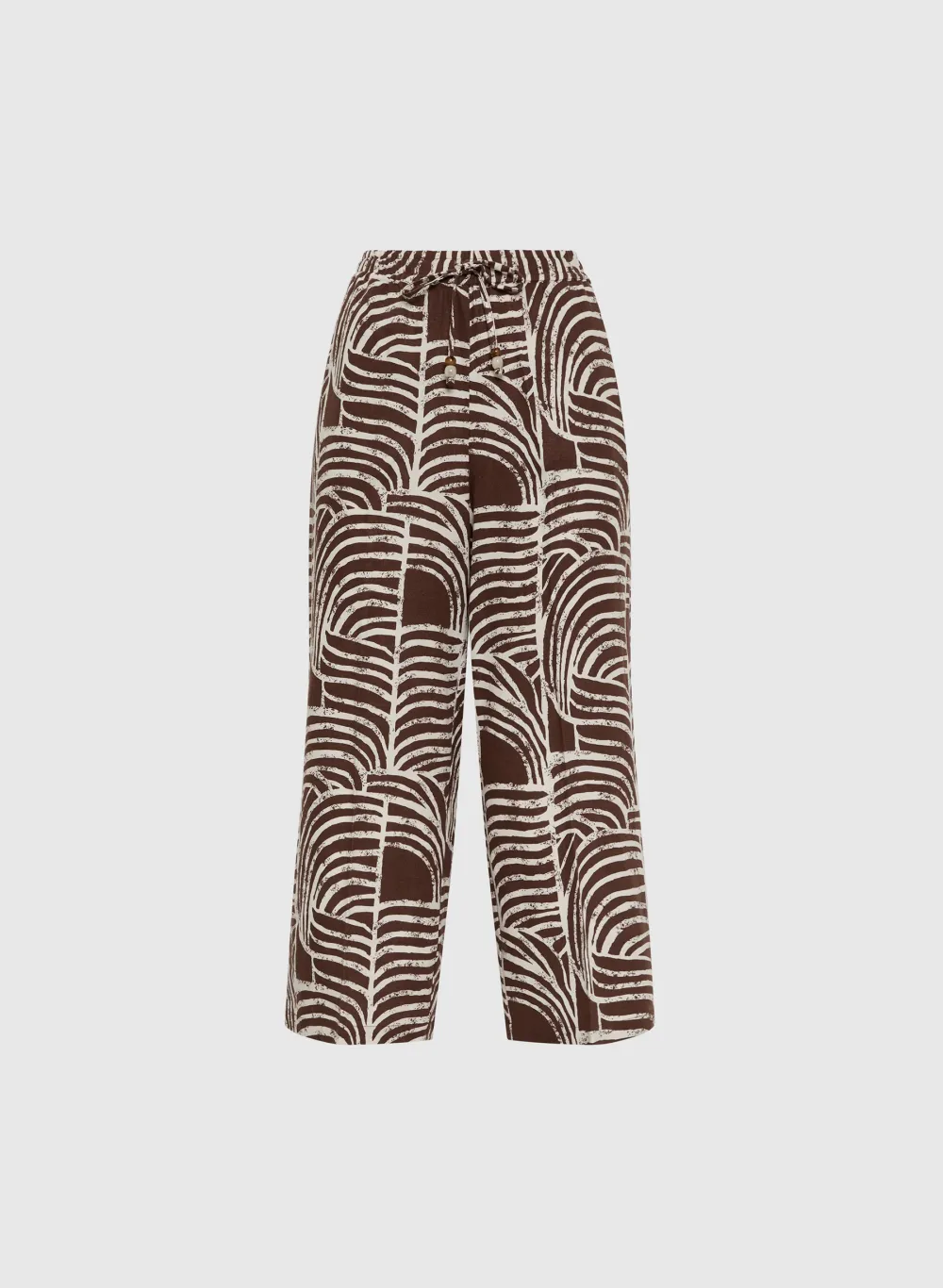 Printed Linen Wide-Leg Pants