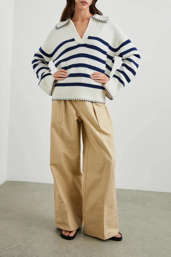 Classic V-Neck Striped Sweater
