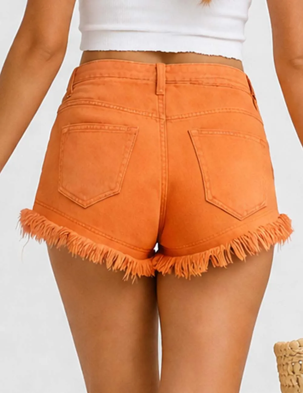 Pocket Frayed Denim Shorts