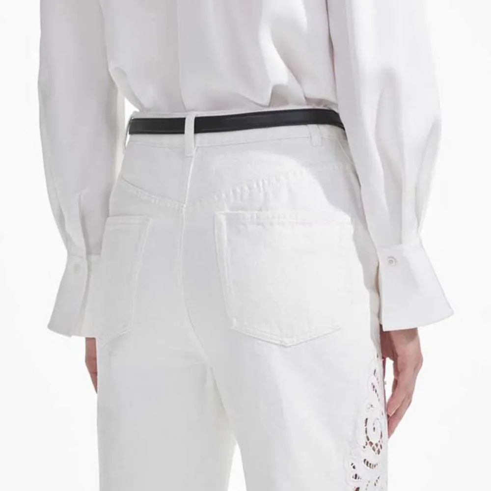 White Cutwork Denim Jeans