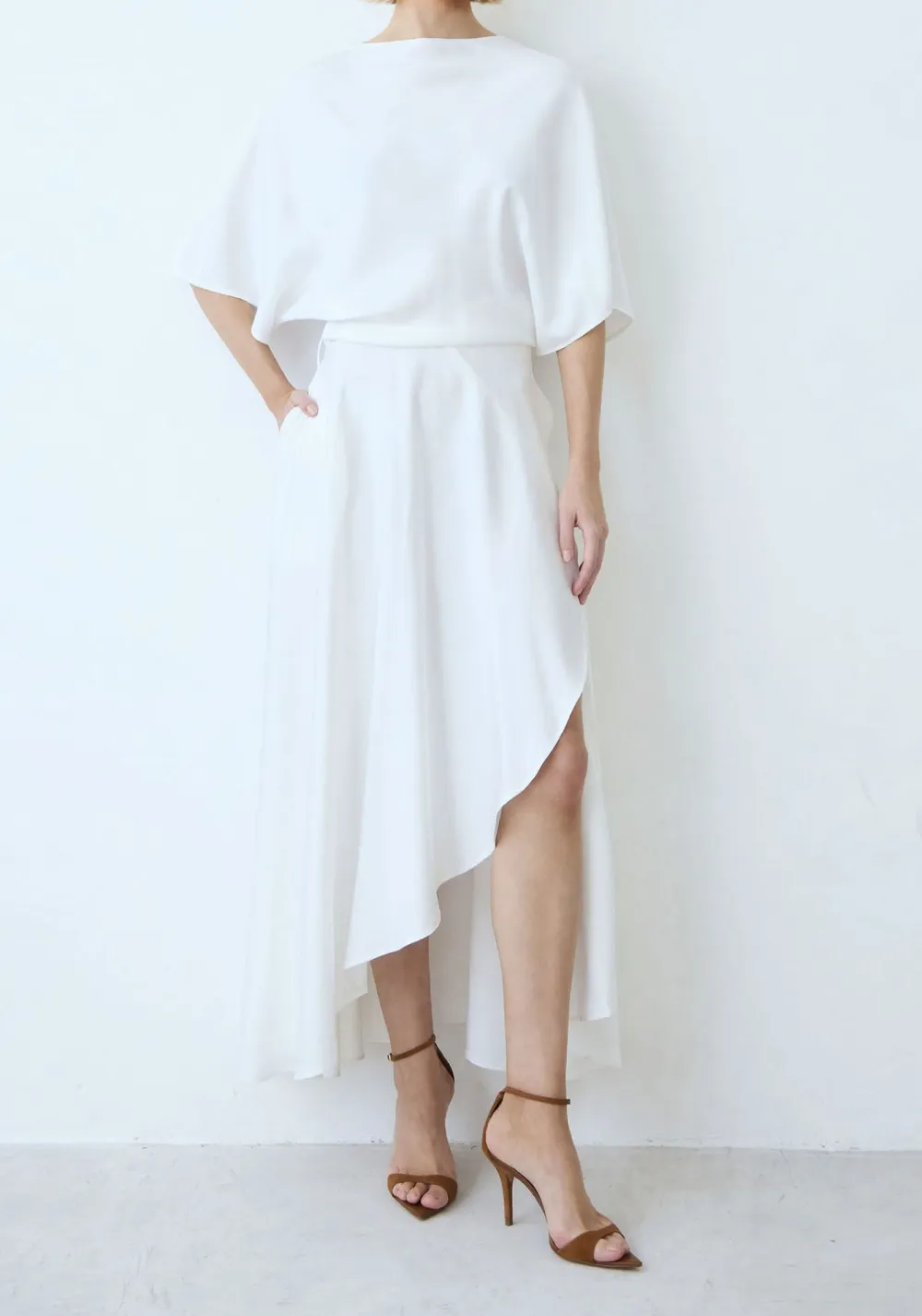 Elegant Irregular Wrap Midi Dress