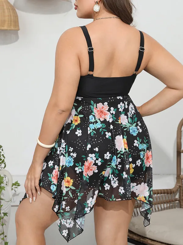 Chiffon Printed One-Piece Swimsuit