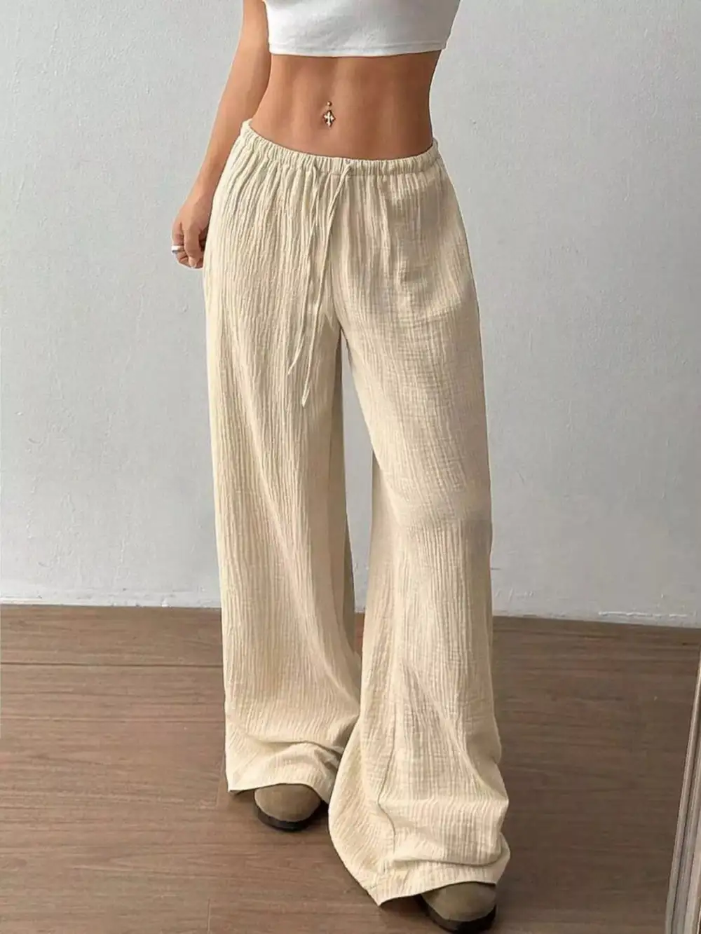 Full Size Drawstring Wide Leg Pants