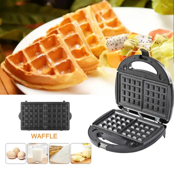 (Store Closing Sale) 6-in-1 Waffle Maker EU Plug Sandwich Maker Grill Breakfast Maker Doughnut Cake Maker Compact Kitchen Dining Kitchen Accessories