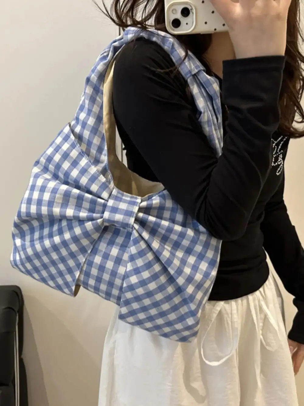 Bow Accent Ruched Shoulder Bag