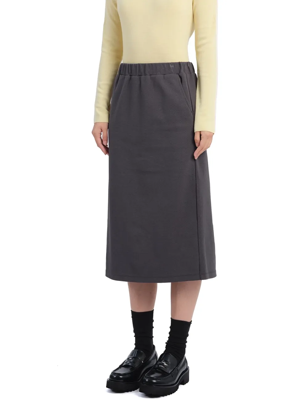 Solid Color Mid - Length Straight Skirt
