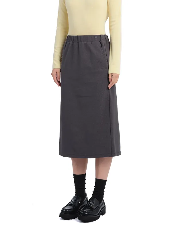 Solid Color Mid - Length Straight Skirt