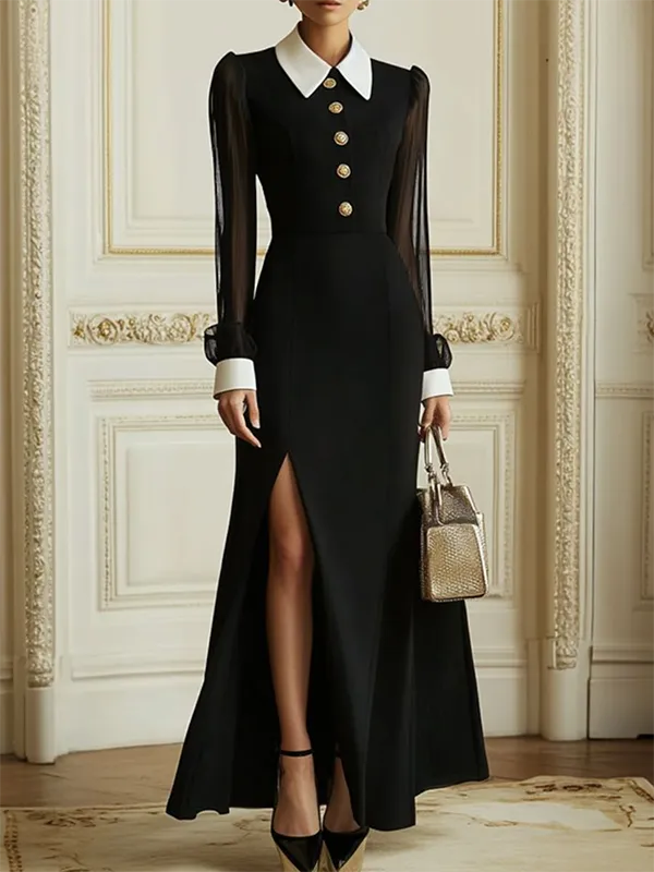 Through Buttoned Long Shirt Maxi Dress
