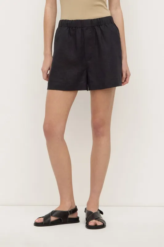Black Linen Everyday Short