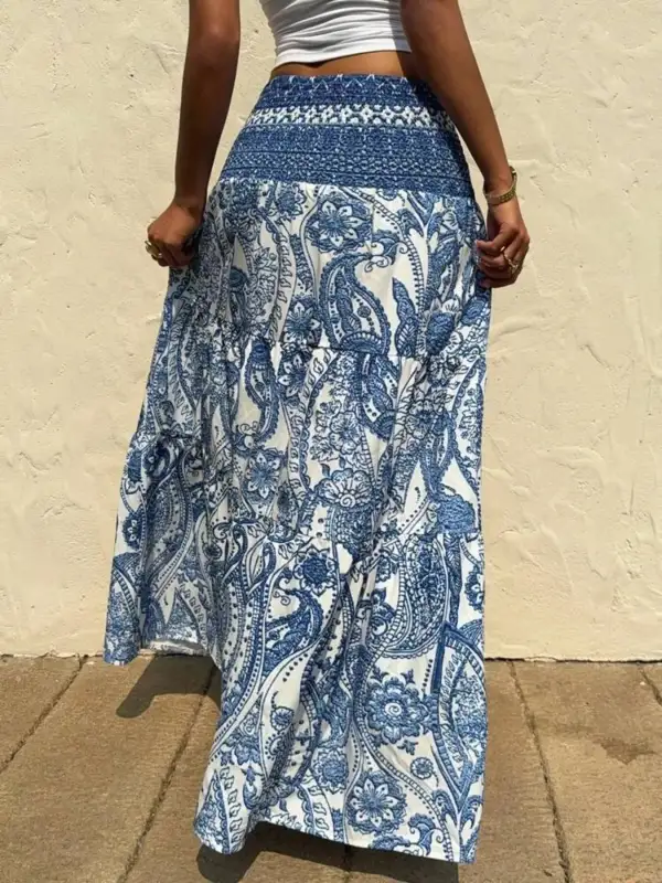 Tiered Printed Maxi Skirt
