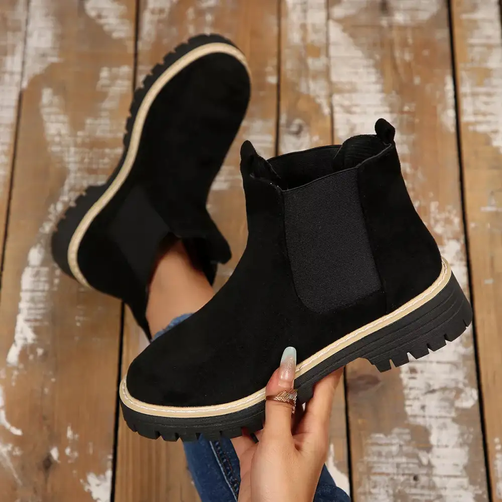 Modern Round Toe Block Heel Boots