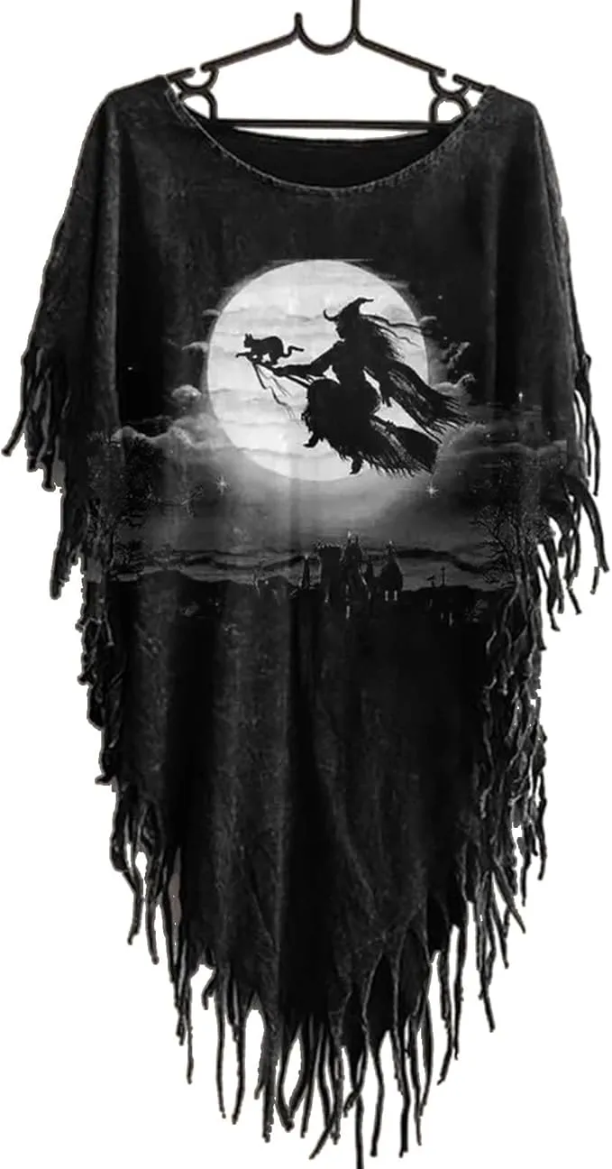Clothing Autumn Printed Fringed Cape