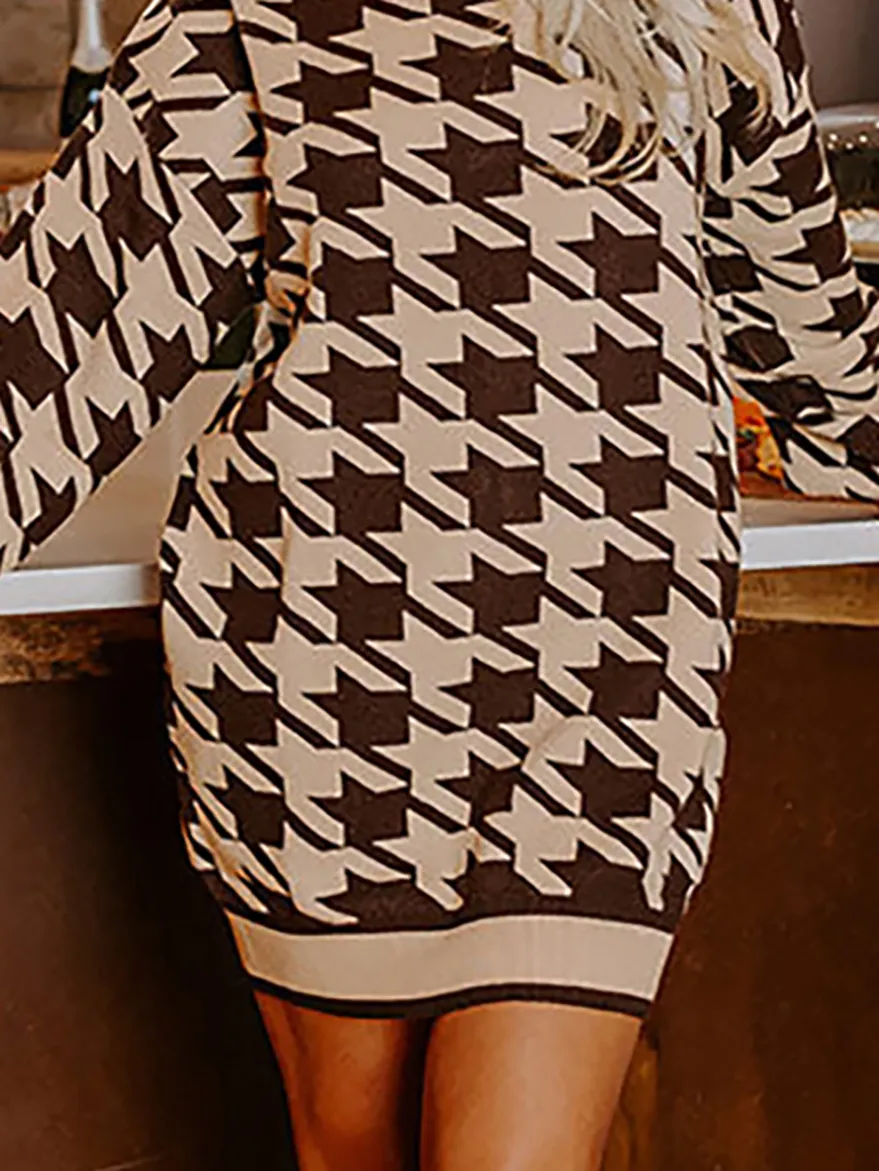 Hing Neck Sweater Dress
