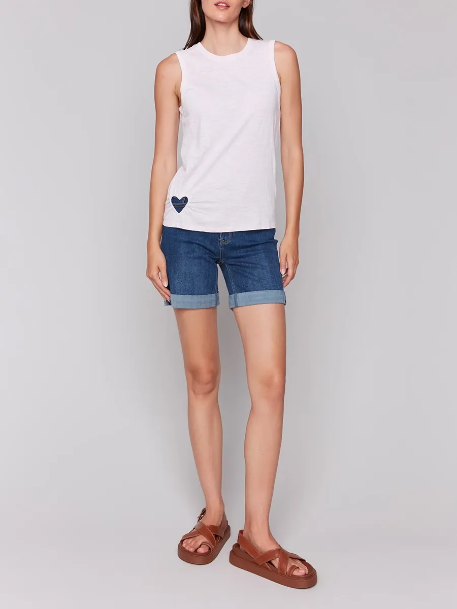 Cotton Round Neck Heart Hollow Vest