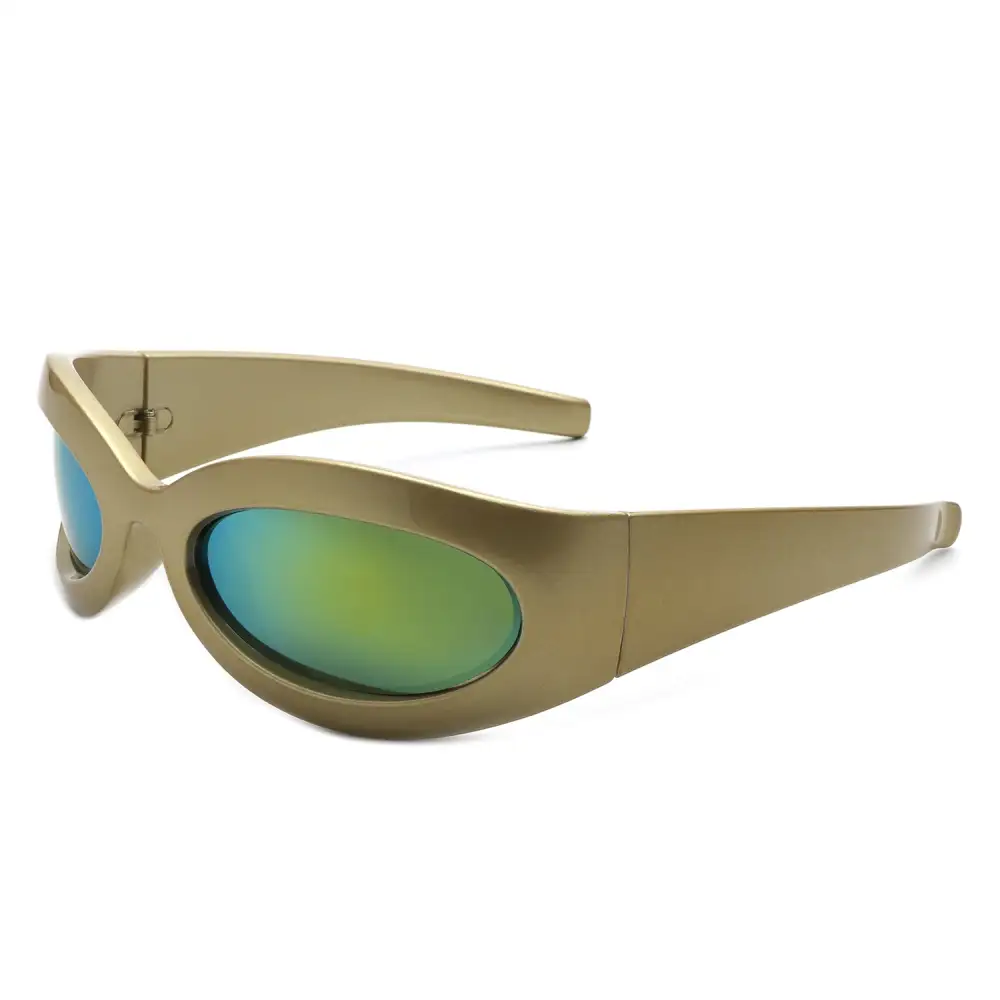 Patterned Oval Round Frame Sunglasses