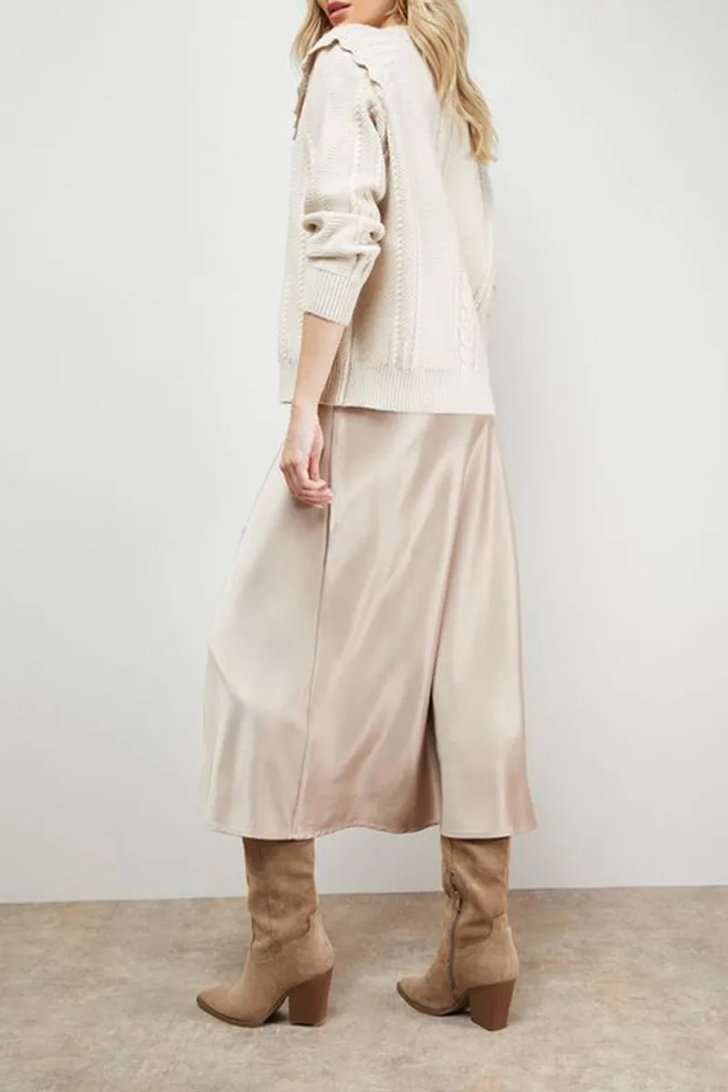 Casual Style Bias Cut Satin Skirt