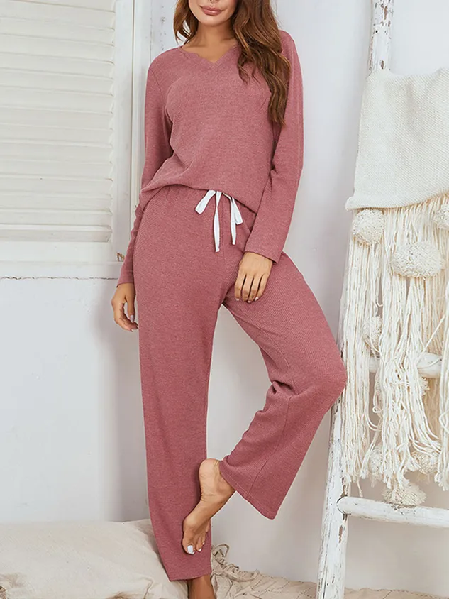 Loose Plain Casual Lounge Set