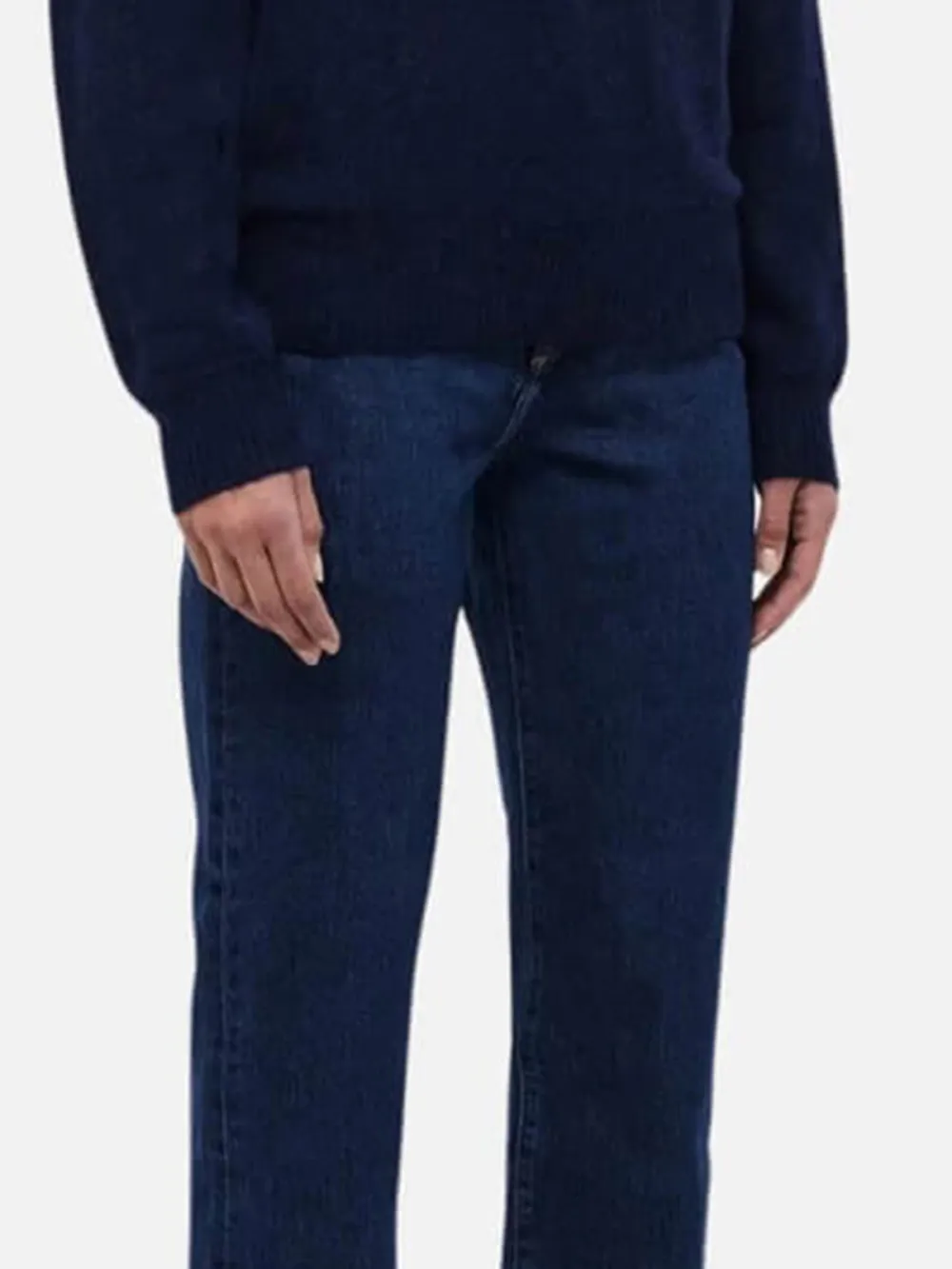 High Rise Button Straight Jeans