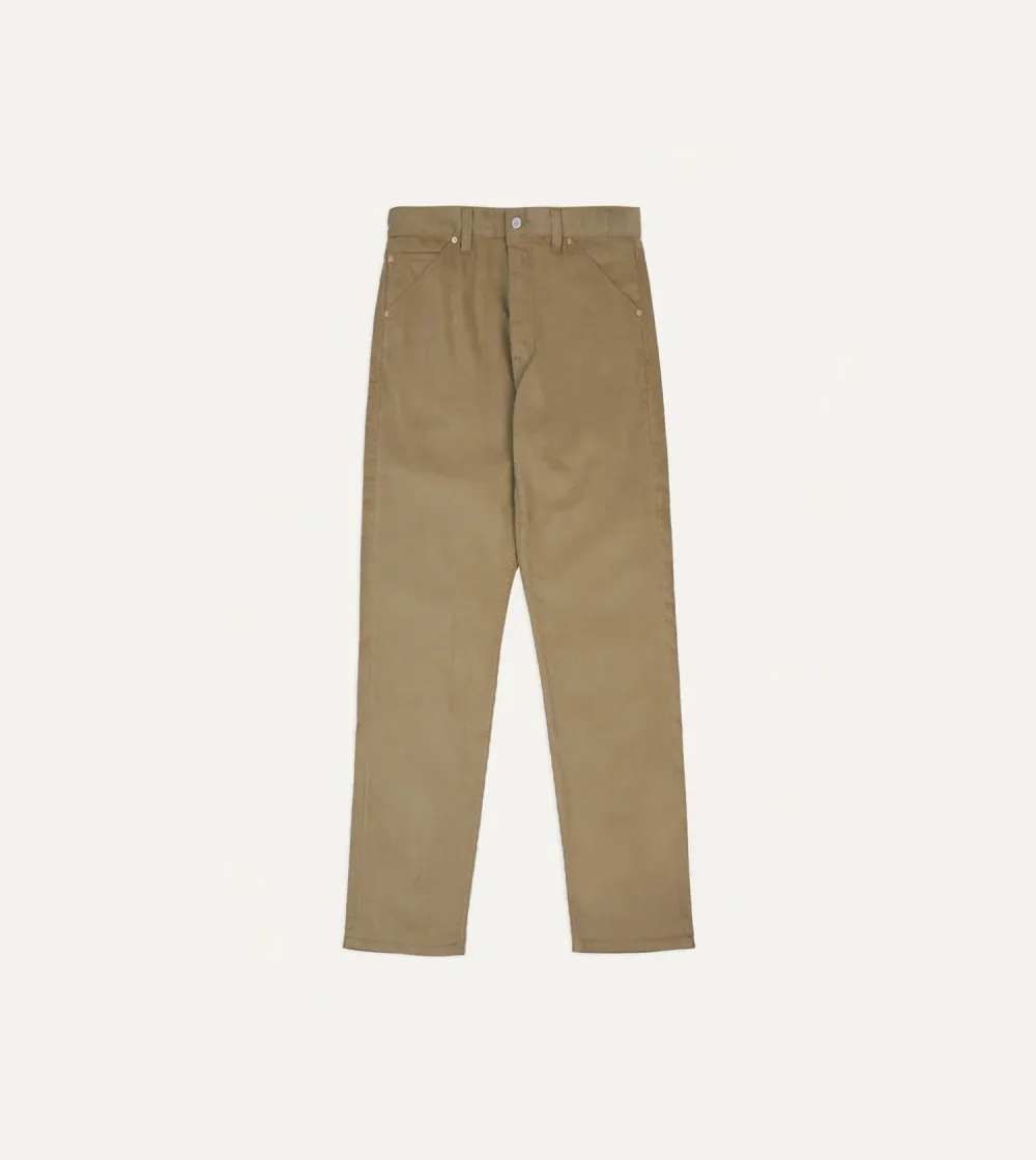 Khaki Straight Leg Casual Trousers