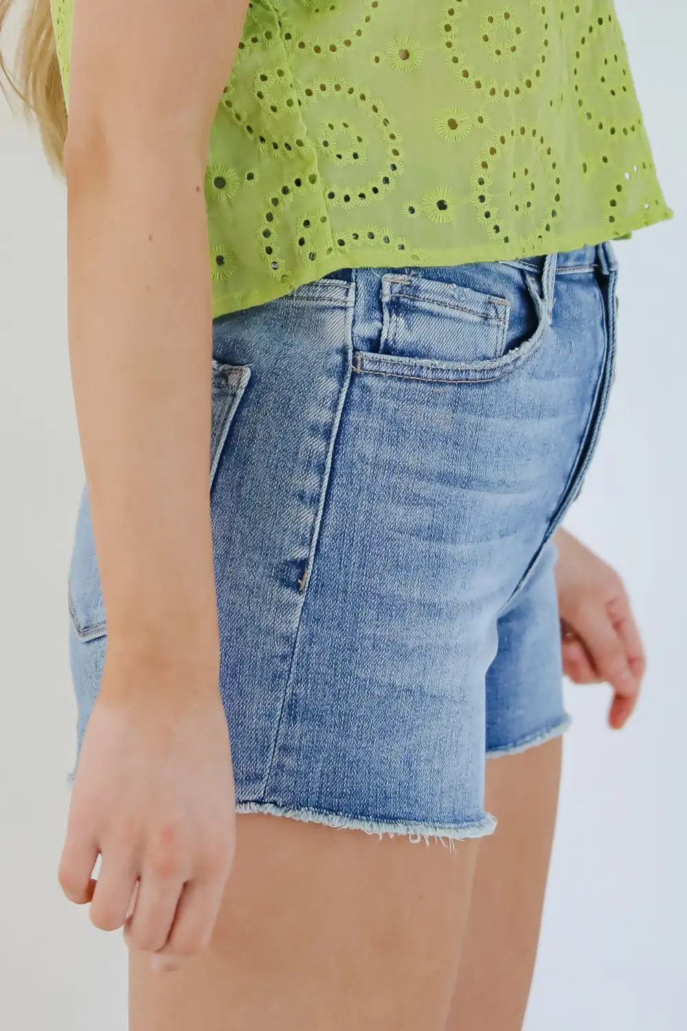 Raw Hem High Rise Pocketed Shorts