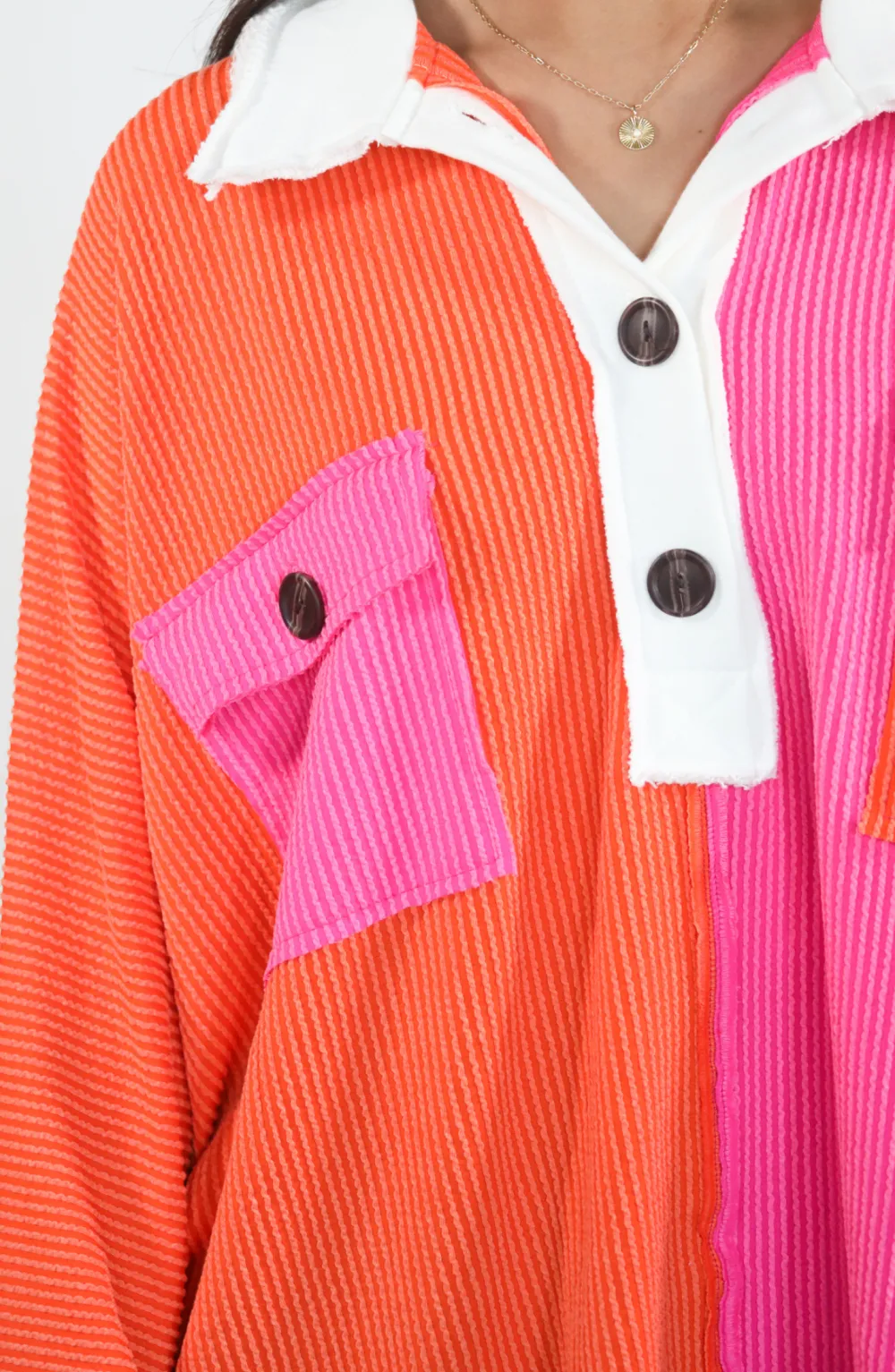 Starts With You Orange/Pink Color Block Top