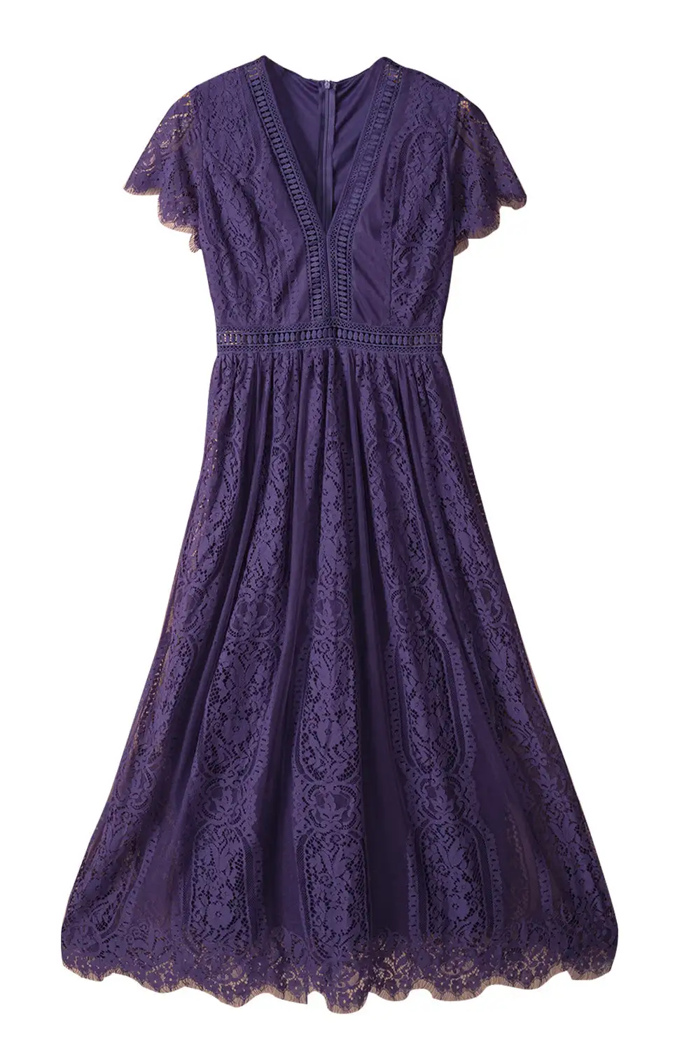 V-Neck Lace Maxi Dress