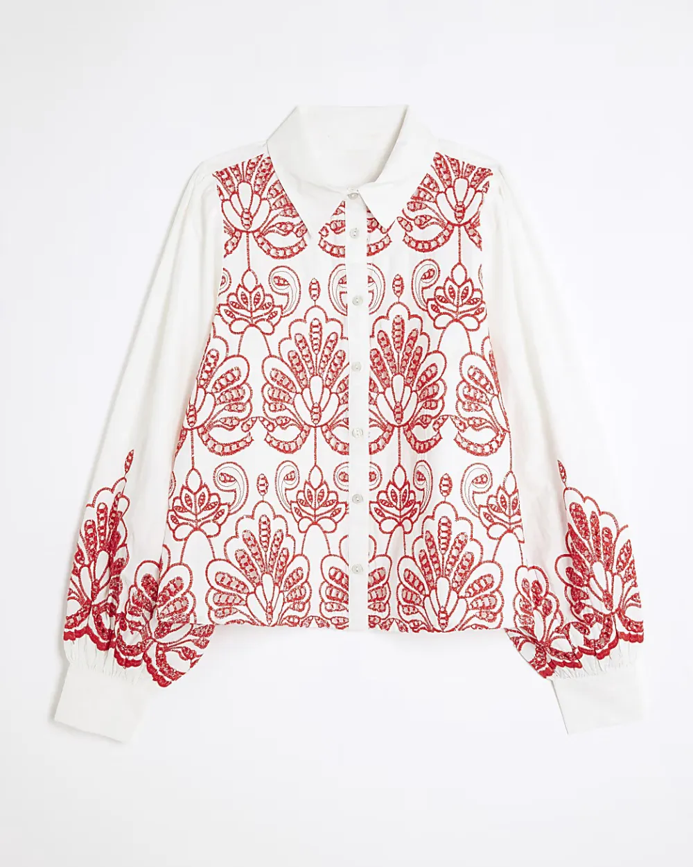 Cotton Artistic Floral Long Sleeve Shirts
