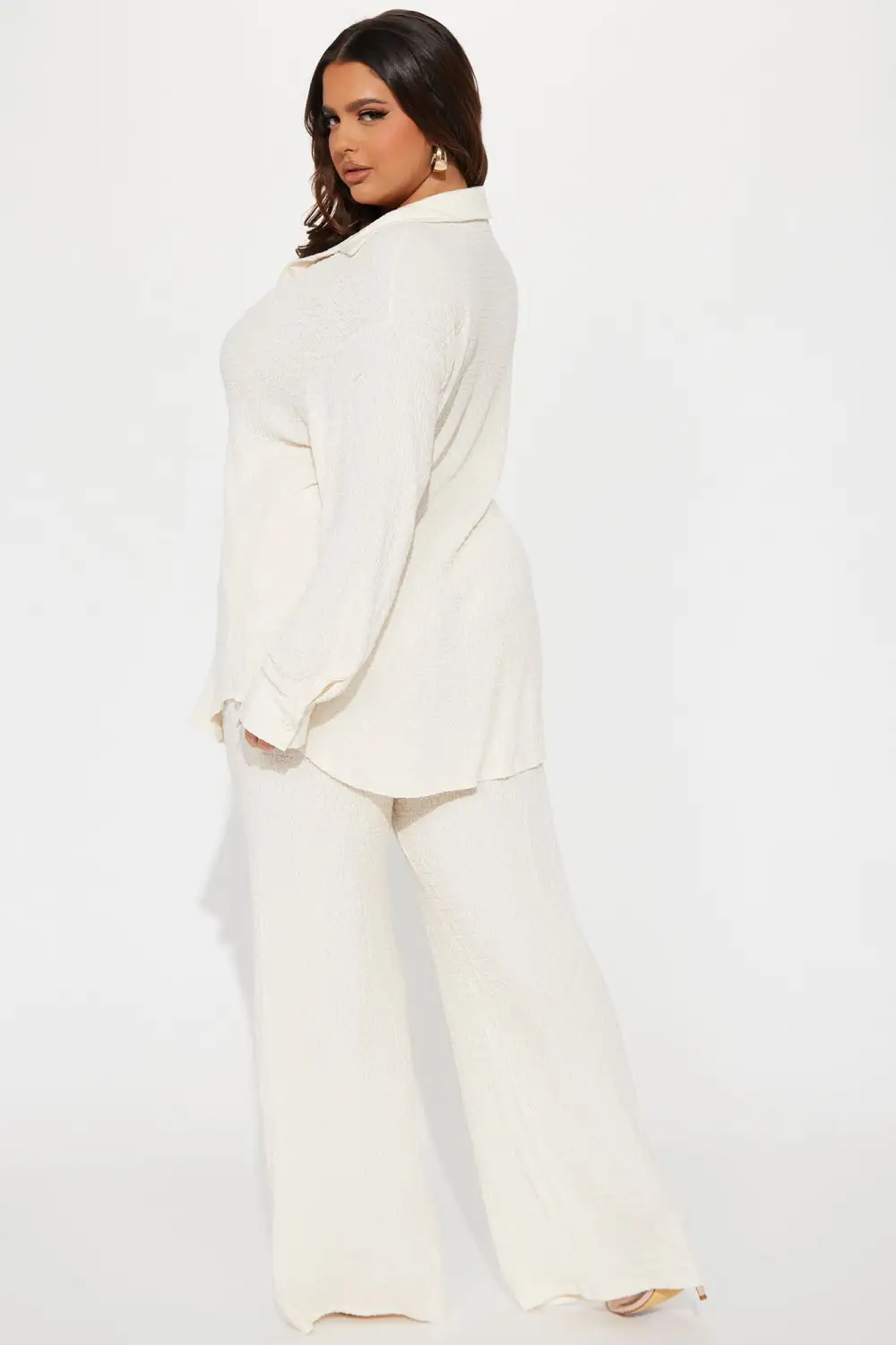 Fly With Me Textured Pant Set - Stone