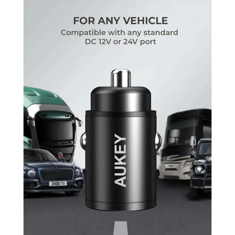 AUKEY CC-A3 Dual-Port(USB-C/USB-A) Car Charger - 30W 10-Pack Value Bundle