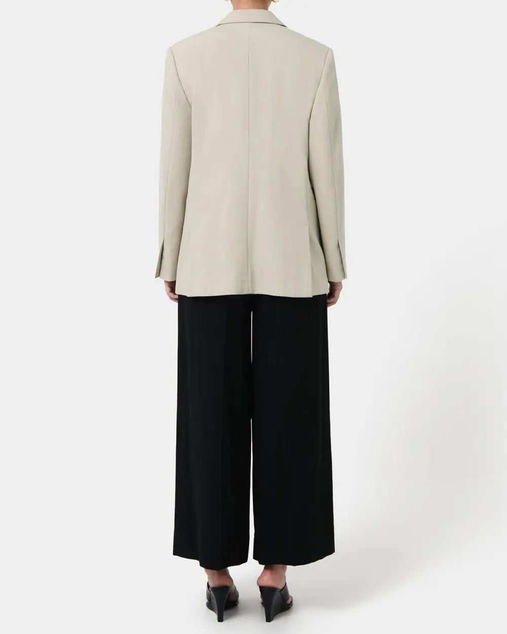 Minimalist Cuff Design Tailored Blazer -Sand