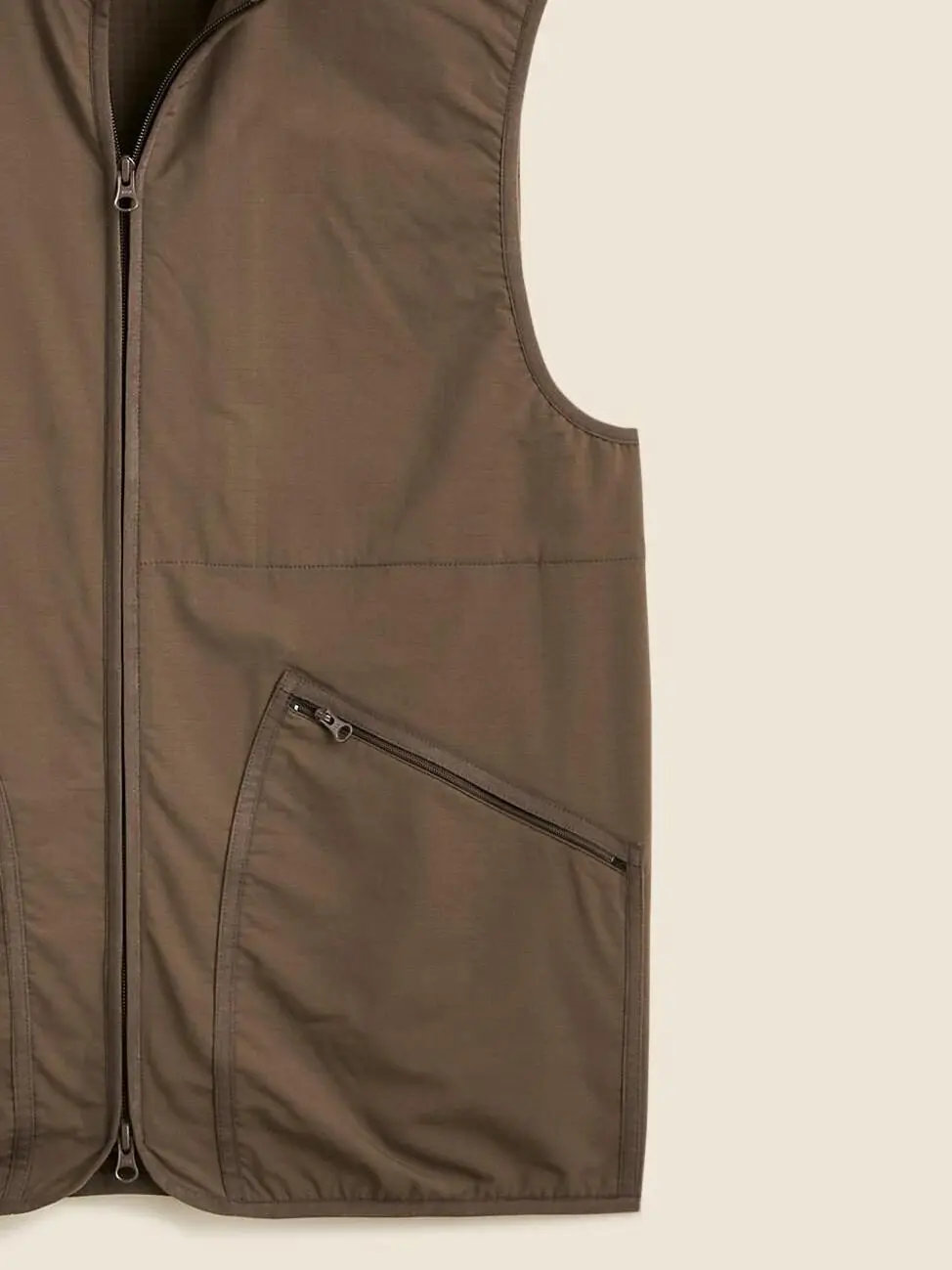 Brown Zip Front Hybrid Vest