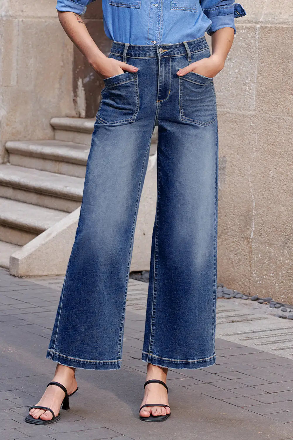 Patch Pocket Bluing Mimimalist Shift Jeans