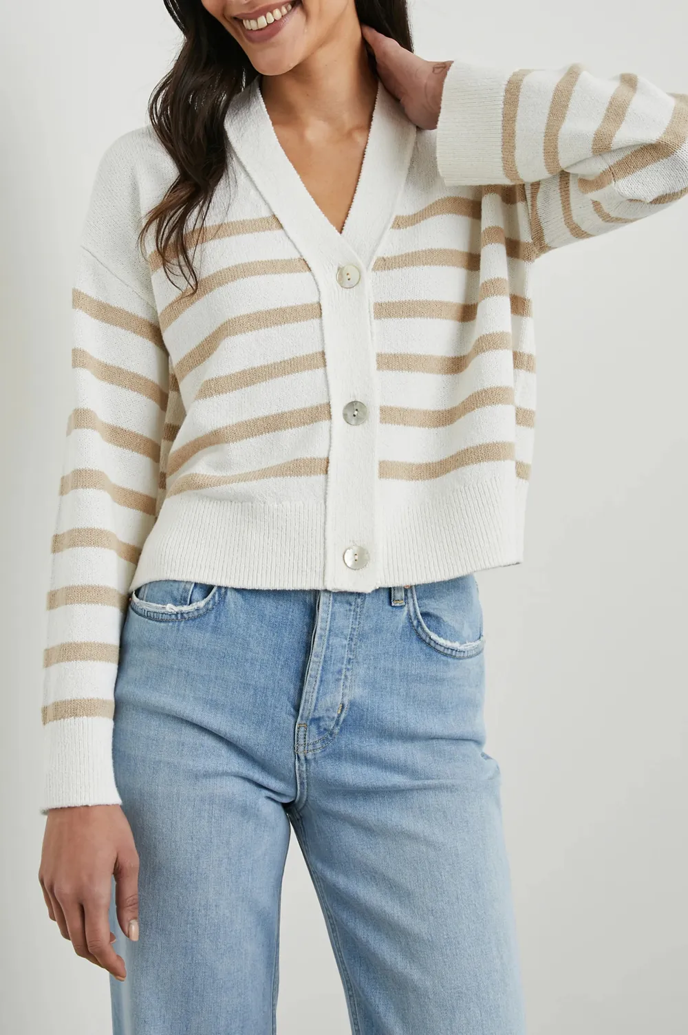 V-Neck Solid-Color Plush Warm Cardigan