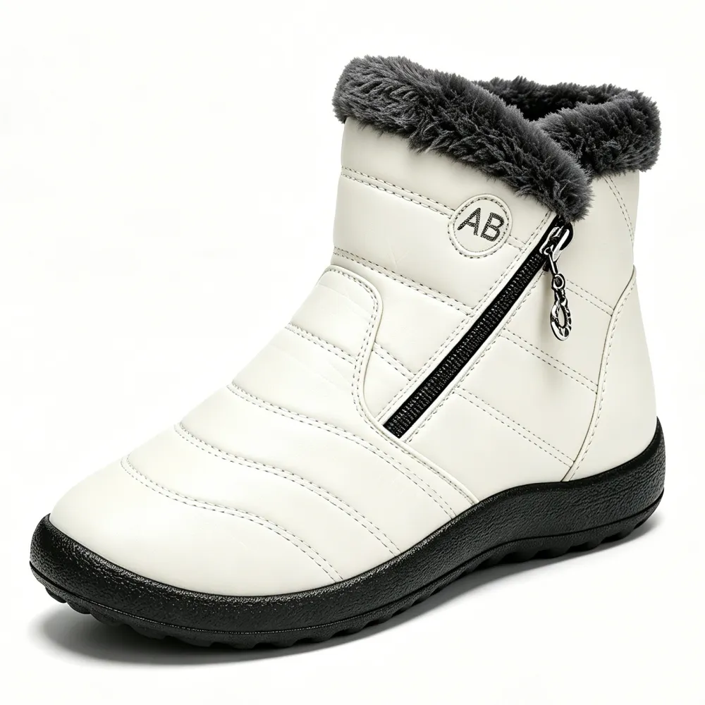 Women's Cotton Shoes Winter Boots PU Long Tube Plush Lined Thick Warm High-Top Snow Boots
