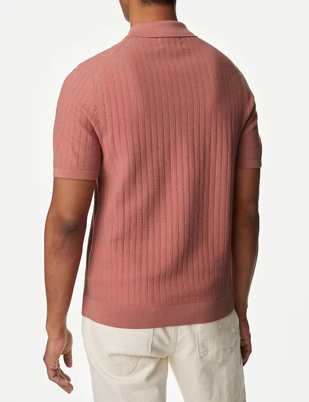 Cotton Rich Textured Knitted Polo Shirt