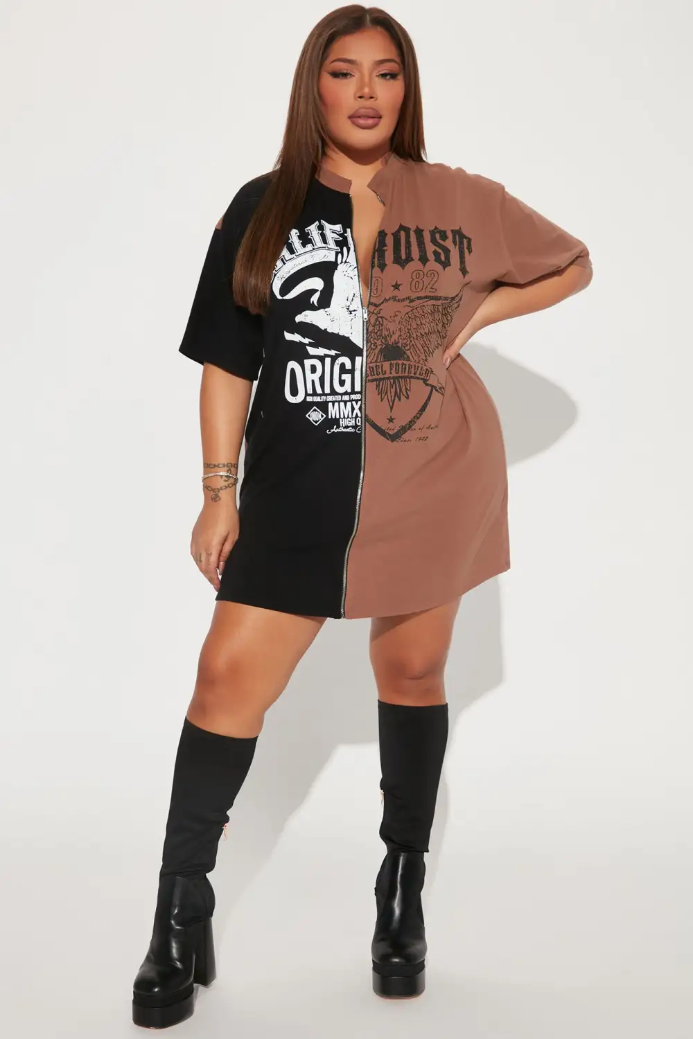 California T-Shirt Dress - Black/combo