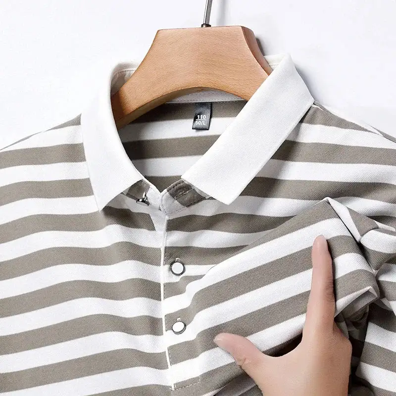 Striped Cotton Collar Polo