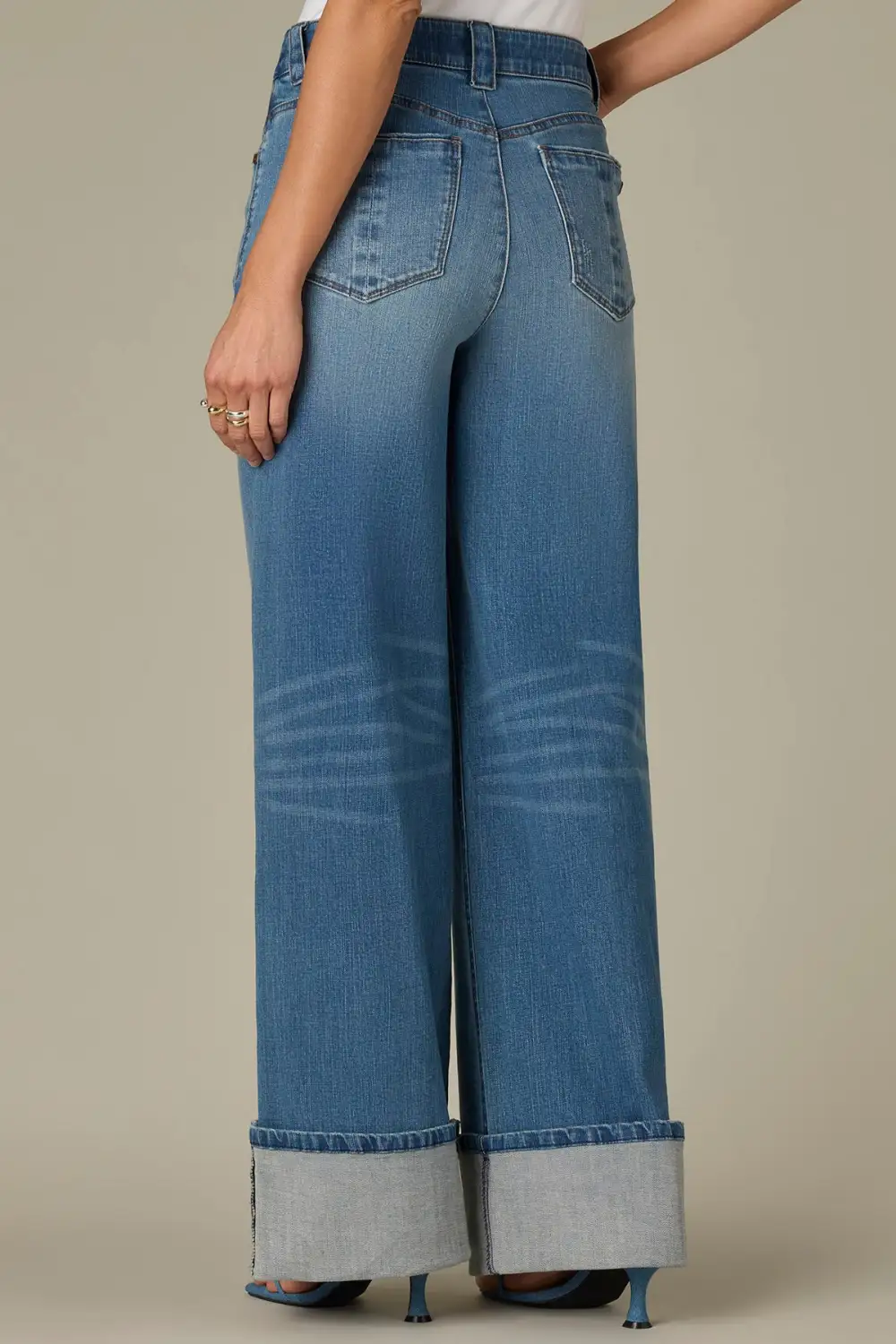 Petite Fixed Cuff Wide Cuff Wide Leg Jeans