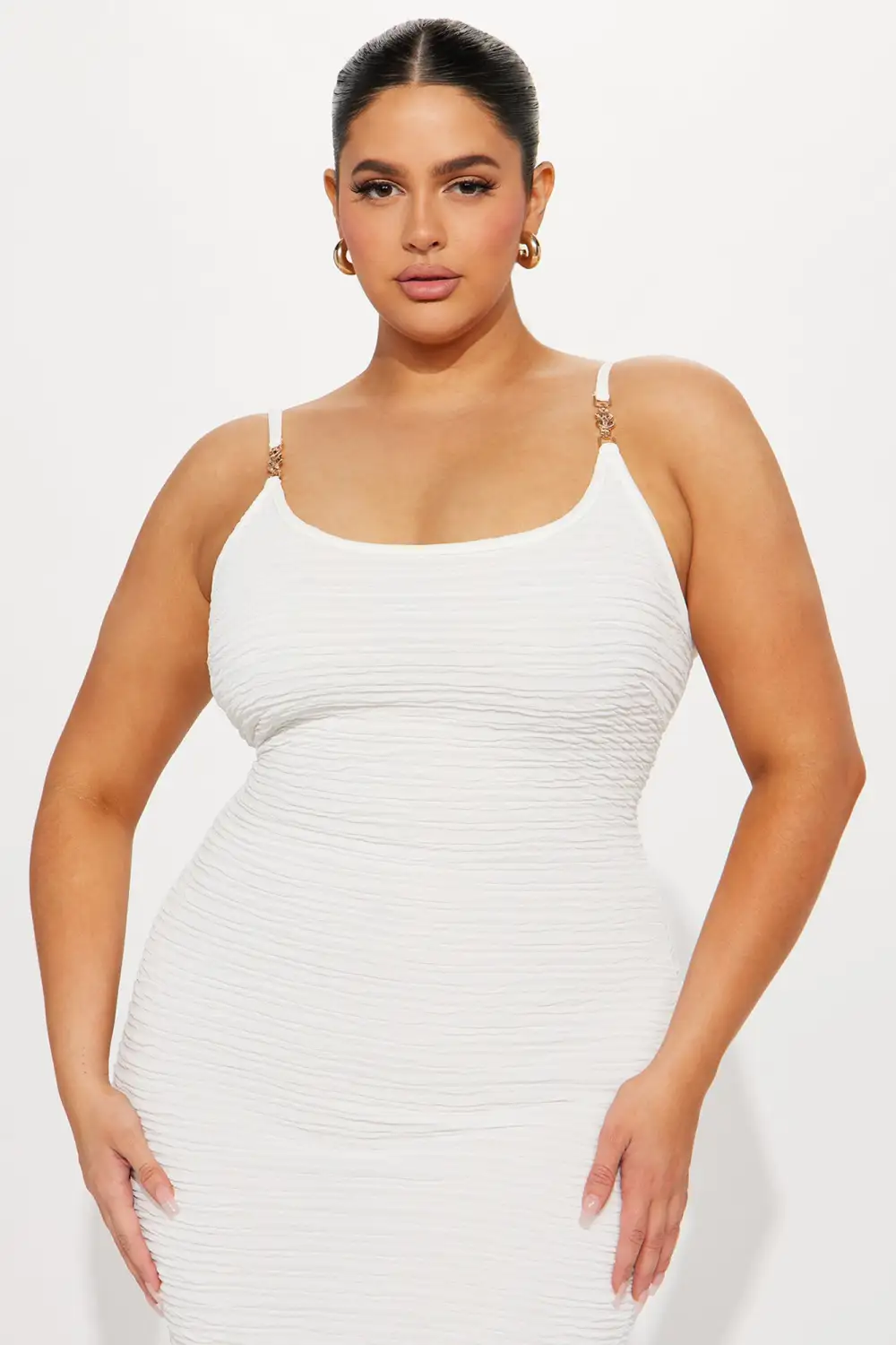 Sunshine Textured Midi Dress - Off White