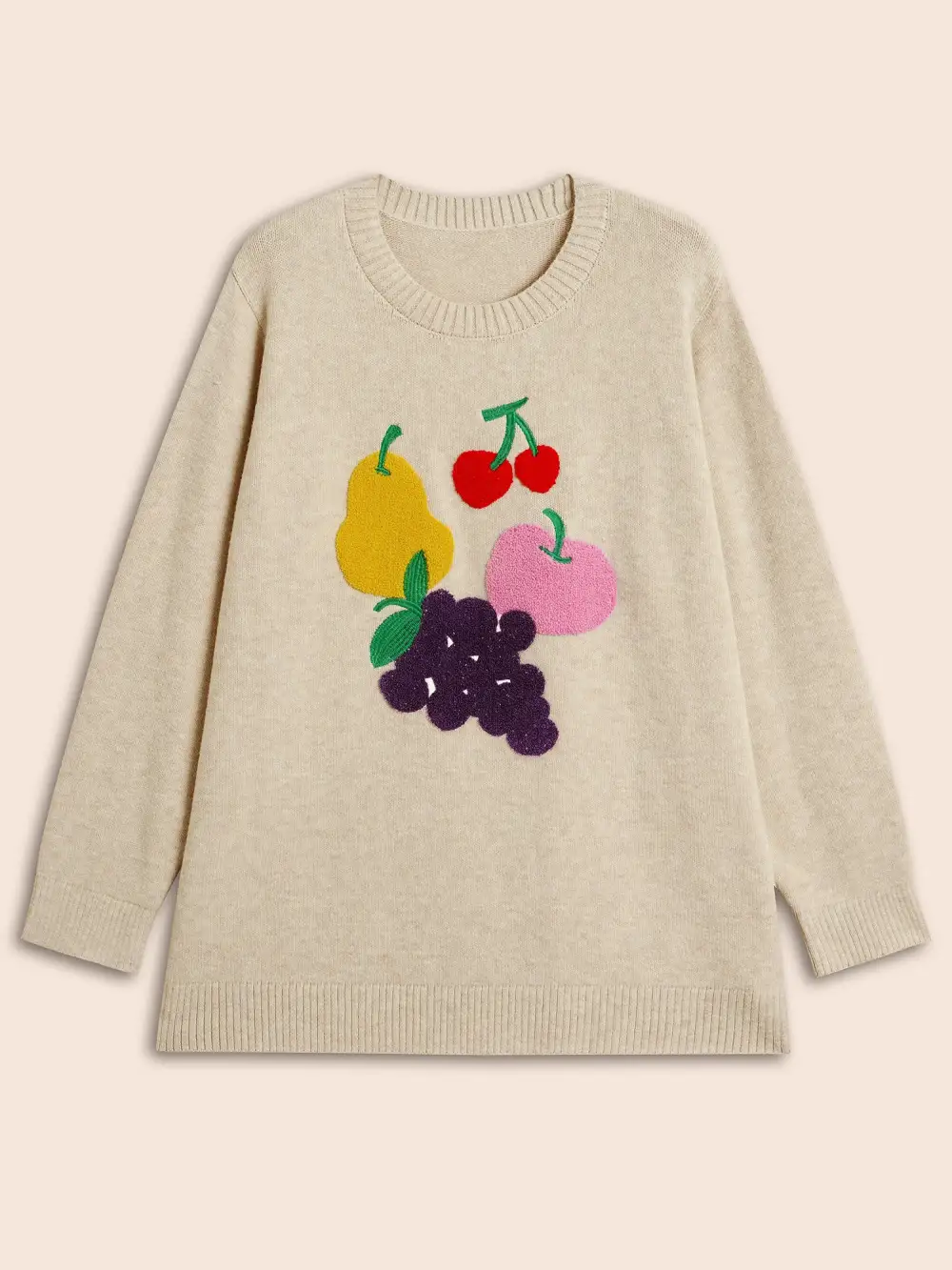 Supersoft Essentials Crew Neck Fruit Embroidered Pullover