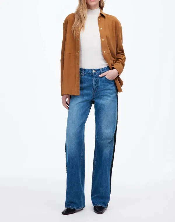 Light Blue Low-Slung Straight Leg Denim Jeans
