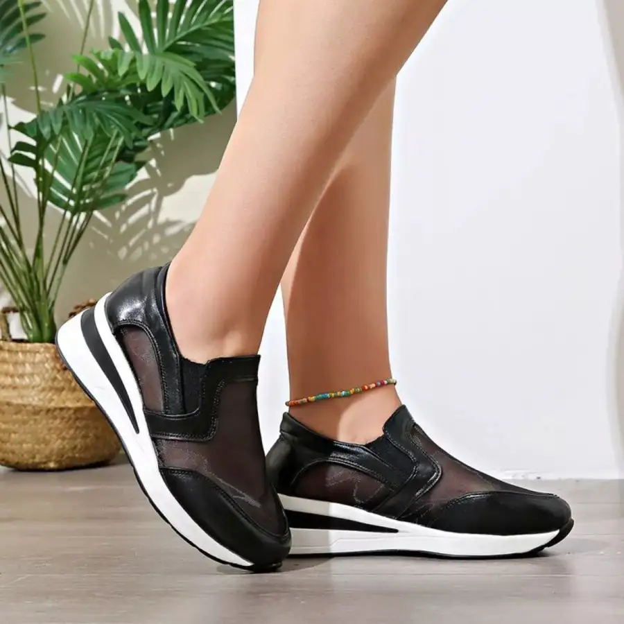 Round Toe Wedge Sneakers