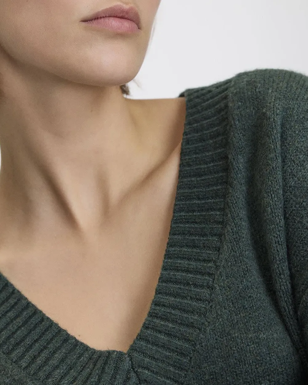 Plush Soft Long-Sleeve V-Neck Sweater