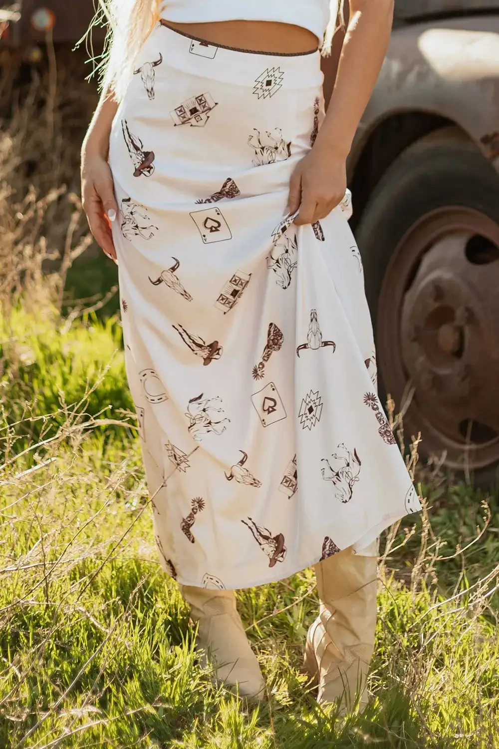 Satin Western Skirt