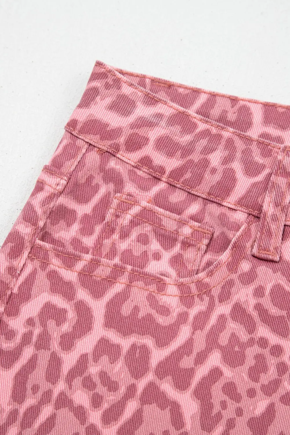 Leopard Frayed Edge Wide Leg High Waist Jeans
